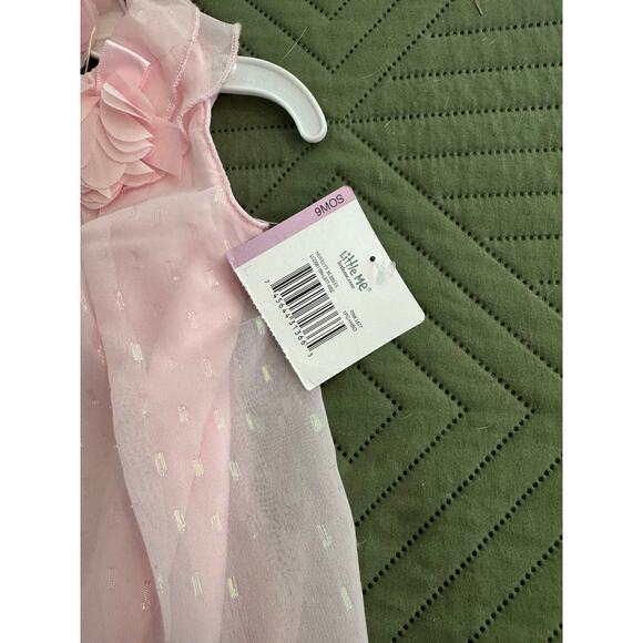 New Little Me 2-Piece 9 month Sparkle Soft Pink Bubble Romper & Headband Set - Picture 6 of 8